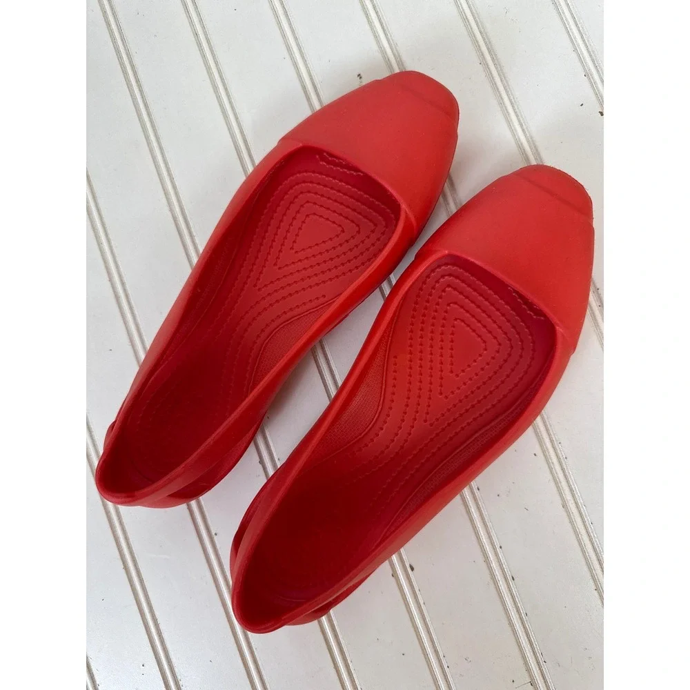 Crocs Sienna Flat Women Size 8 Red Orange Slip - On Shoes